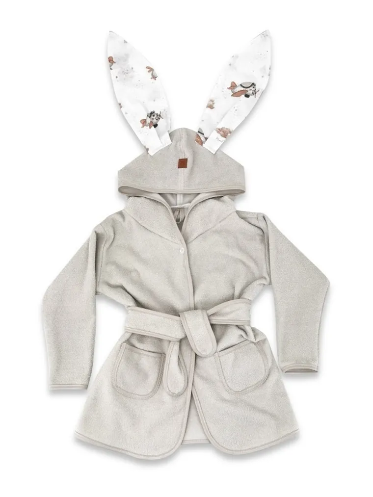 MimiNu, Misie, szlafrok termofrotte, beż, rozmiar 98-104