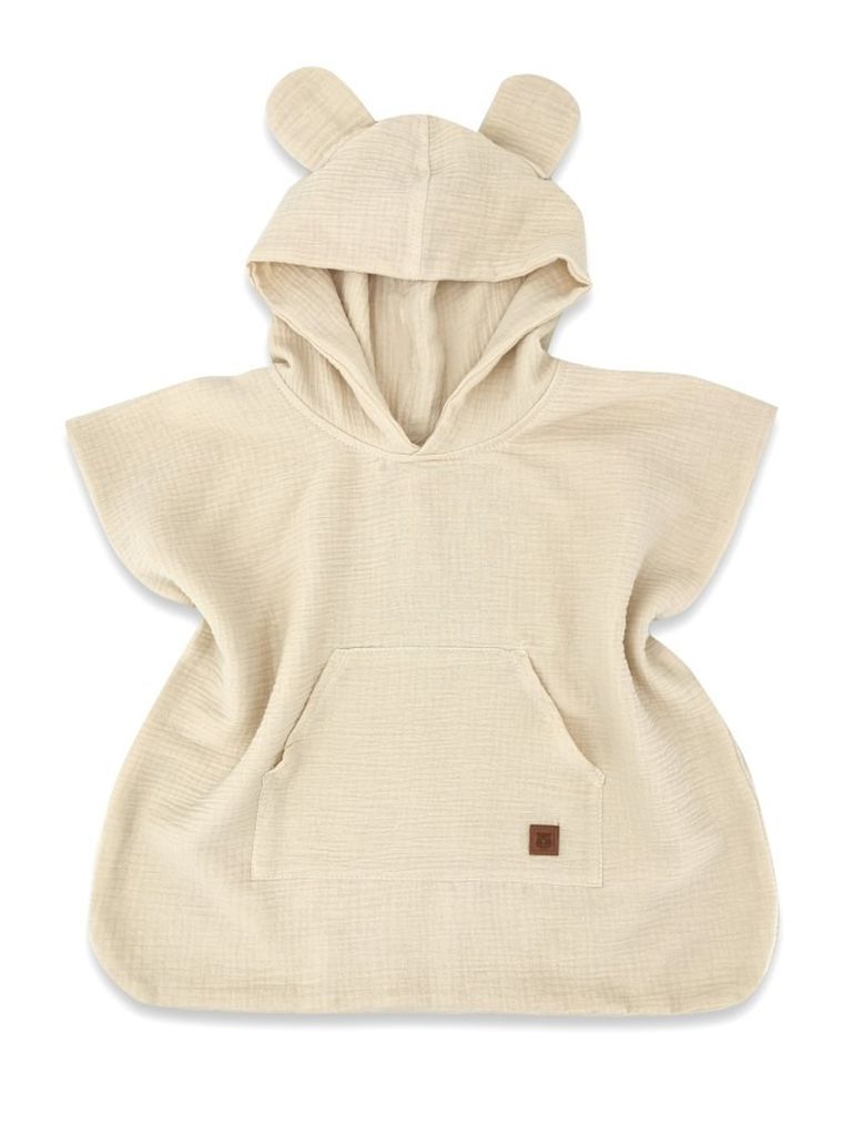 MimiNu, muślinowe ponczo plażowe, szybkoschnące, ciepły beż, 4-7 l.