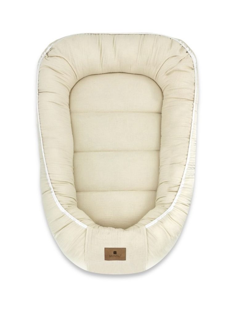MimiNu, muślinowy kokon niemowlęcy, ciepły beż