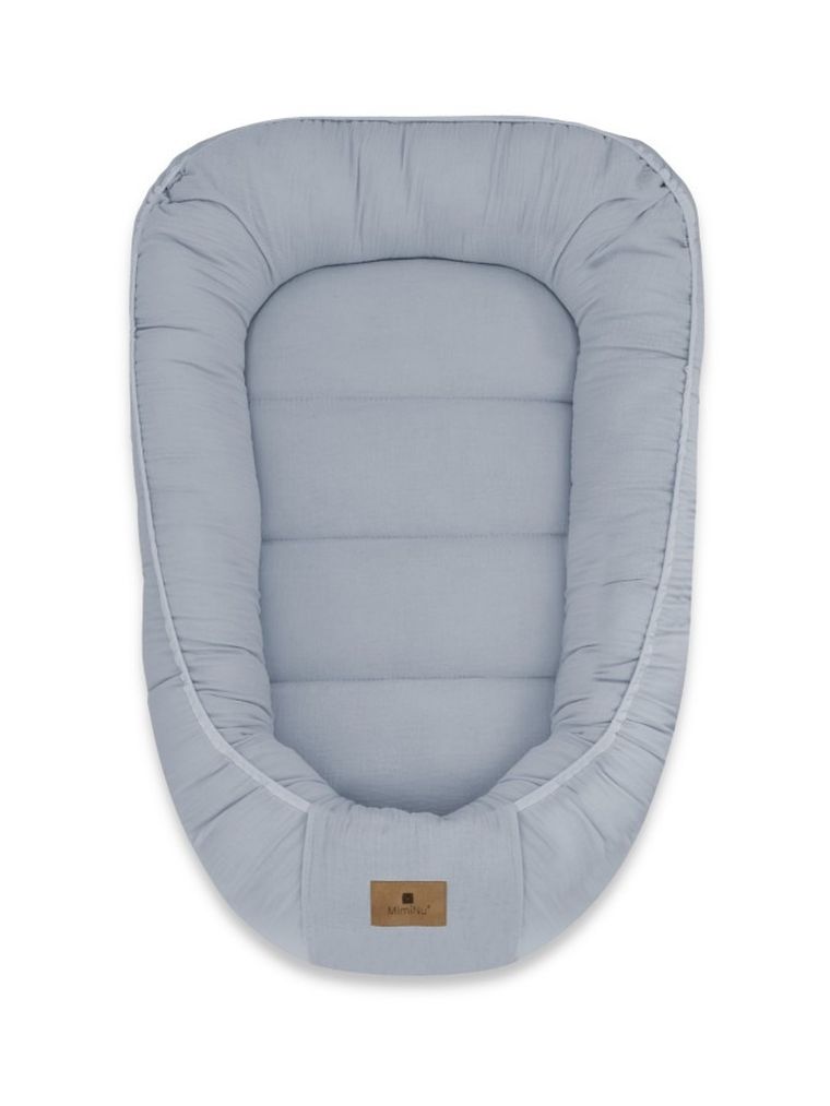 MimiNu, muślinowy kokon niemowlęcy, jeans