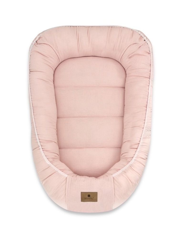 MimiNu, muślinowy kokon niemowlęcy, pudrowy róż