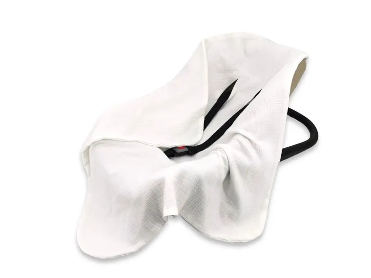 MimiNu, muślinowy otulacz, kocyk do nosidełka, fotelika kubełkowego, śmietanka, 75-75 cm