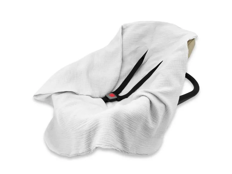 MimiNu, muślinowy otulacz, kocyk do nosidełka, fotelika kubełkowego, szary, 75-75 cm