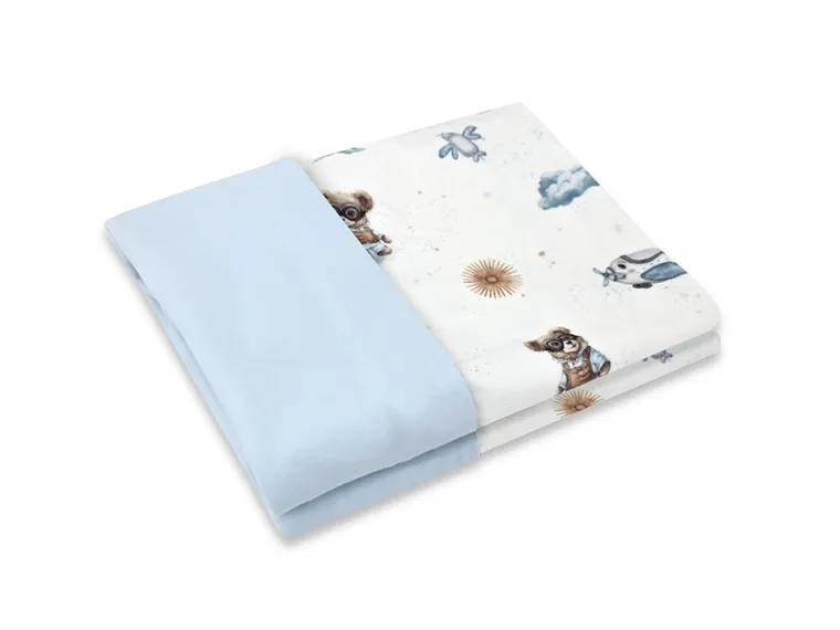 MimiNu, NewMinky, kocyk, misie błękit + baby blue, 60-70 cm