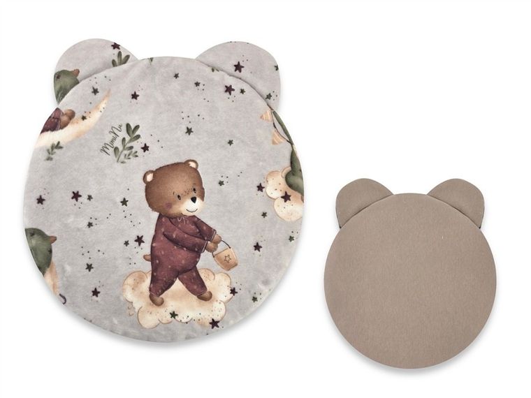 MimiNu, NewMinky, Teddy, poduszeczka płaska, miś na księżycu + beż, 30 cm