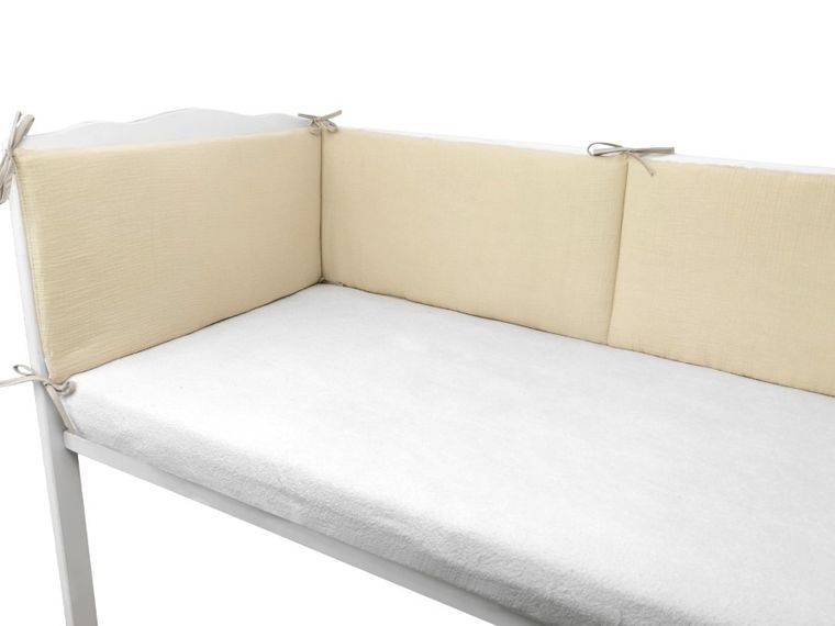 MimiNu, ochraniacz do łóżeczka, muślin, ciepły beż, 180-30 cm