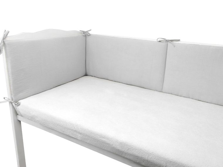 MimiNu, ochraniacz do łóżeczka, muślin, szary, 180-30 cm