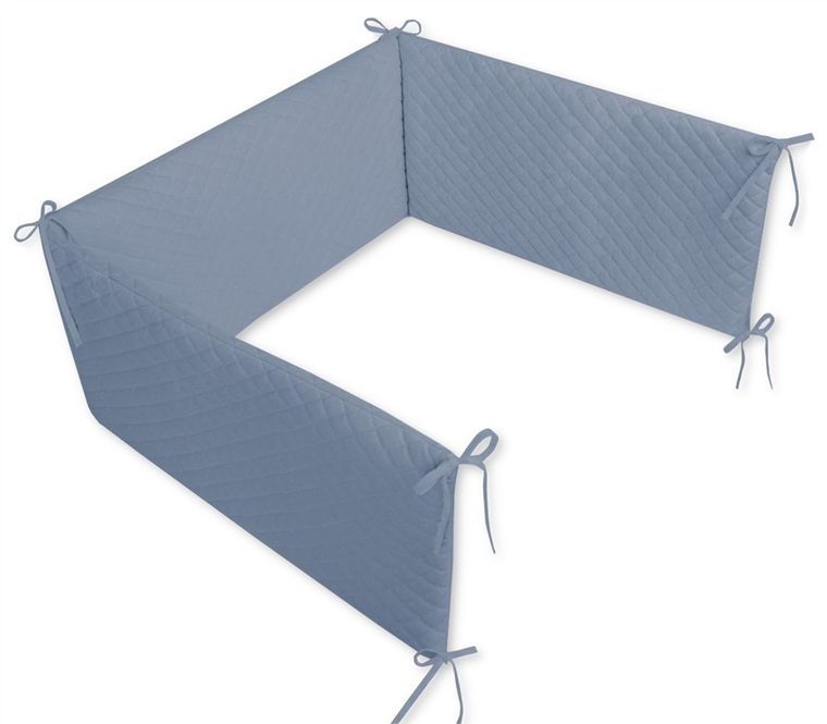 MimiNu, ochraniacz do łóżeczka, velvet pikowany, jeans, 30-180 cm