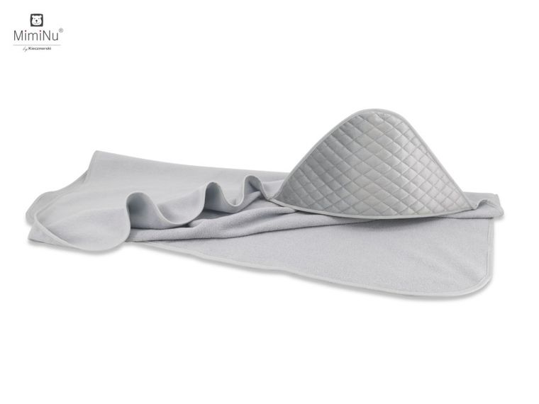 MimiNu, okrycie kąpielowe, termofrotte, velvet pikowany, szary, 100-100 cm