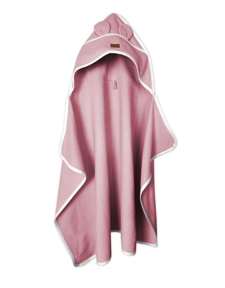 MimiNu, okrycie kąpielowe z kapturkiem, termofrotte, pudrowy róż, 85-120 cm