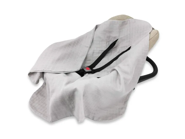 MimiNu, otulacz muślinowy do fotelika, szary, 80-80 cm