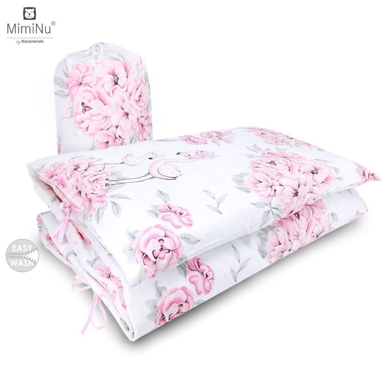 MimiNu, Peonie, śpiworek dla przedszkolaka, różowy