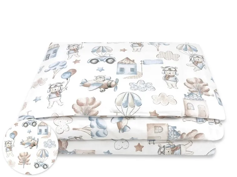 MimiNu, Piloci, 2-częściowy komplet pościeli, błękitny, 100-135 cm