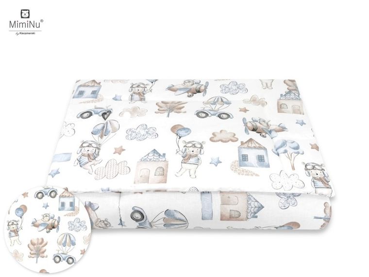 MimiNu, Piloci, 2-częściowy komplet pościeli drukowanej z wypełnieniem, błękitna, 100-135 cm