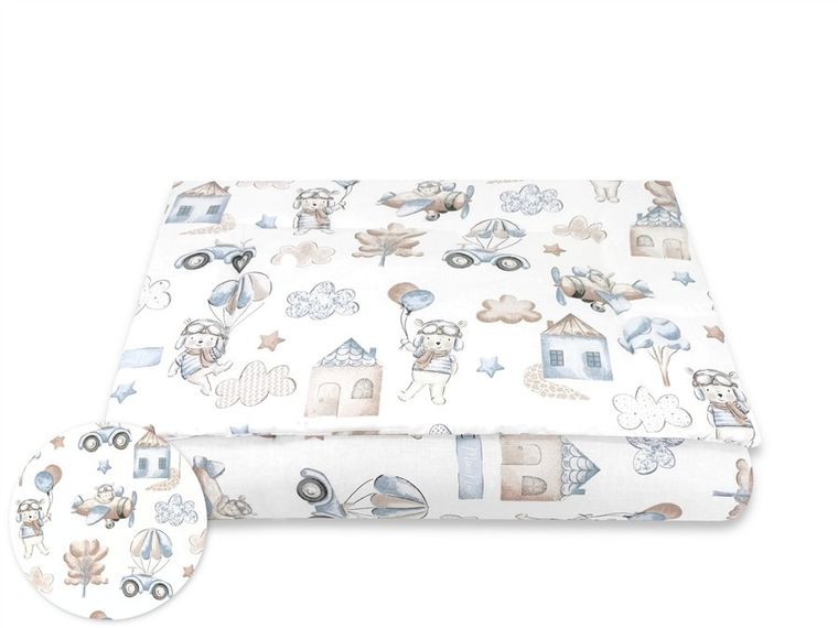 MimiNu, Piloci, 2-częściowy komplet pościeli z wypełnieniem, błękit, 120-90 cm