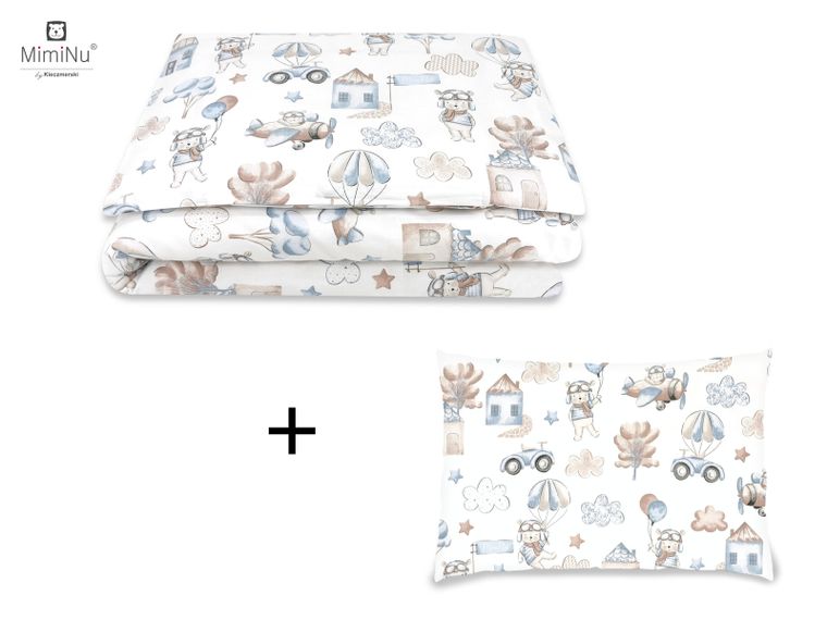 MimiNu, Piloci, 3-częściowy komplet pościeli, błękit, 100-135 cm