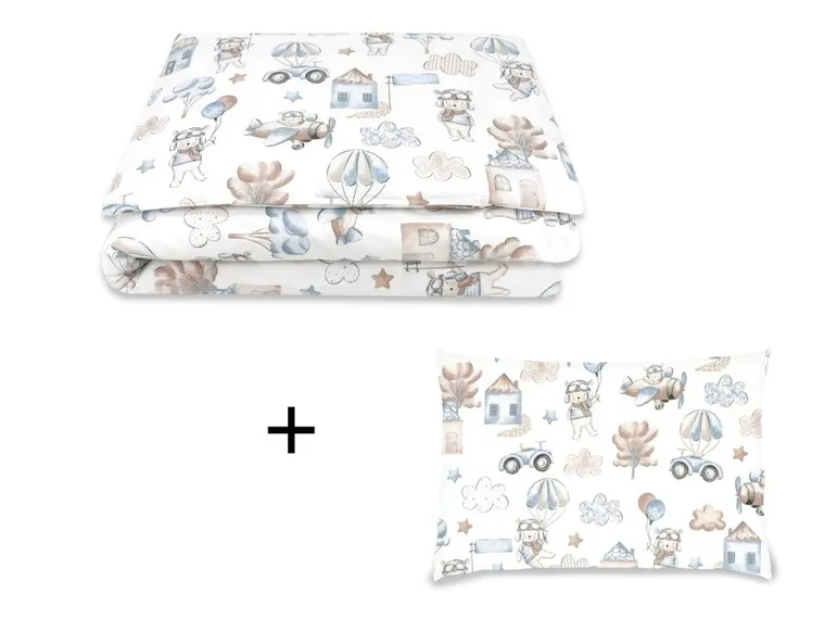 MimiNu, Piloci, 3-częściowy komplet pościeli, błękit, 120-90 cm