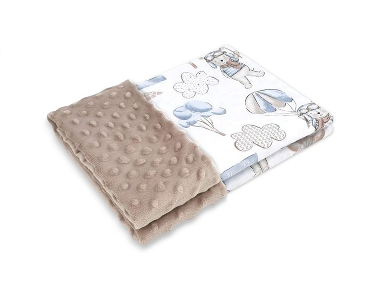 MimiNu, Piloci błękit, lekki kocyk dziecięcy, minky, 60-70 cm