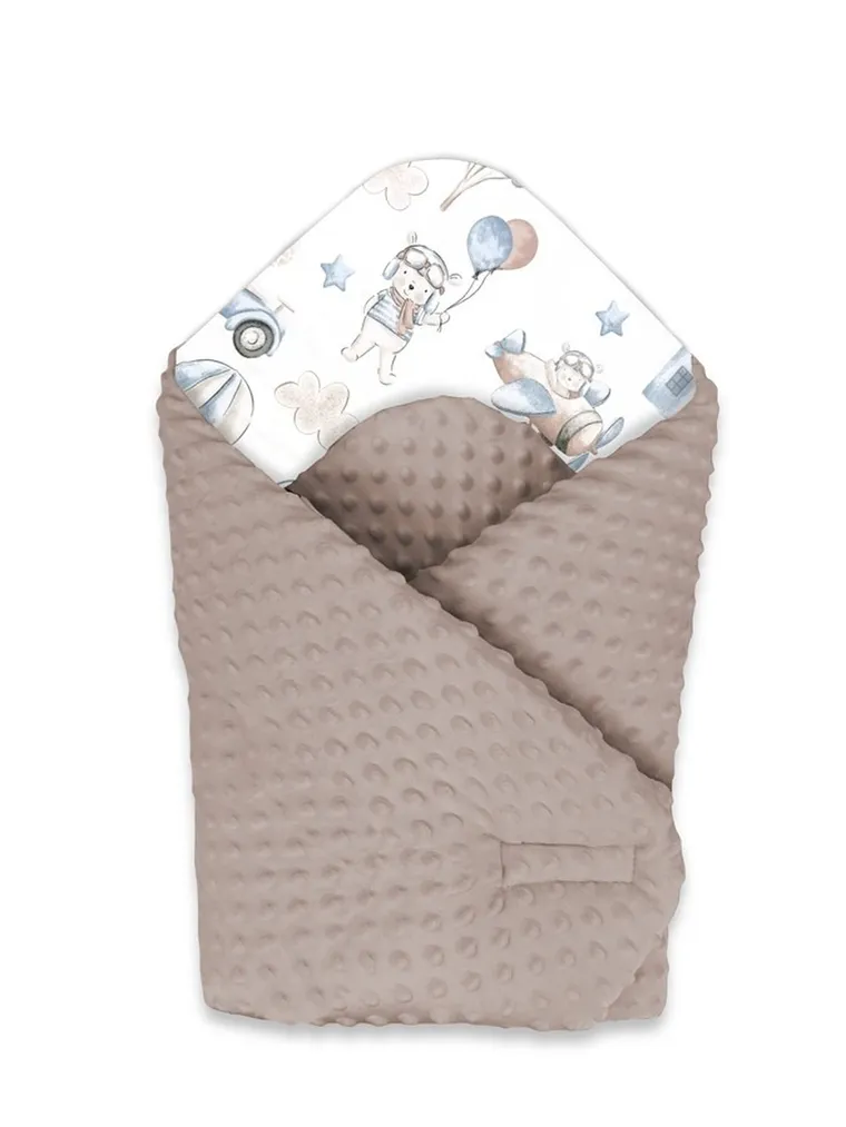 MimiNu, Piloci błękit, rożek niemowlęcy, minky, 75-75 cm