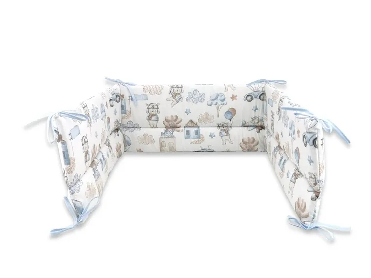 MimiNu, Piloci, ochraniacz do łóżeczka mocowany na troczki, błękit, 180 cm