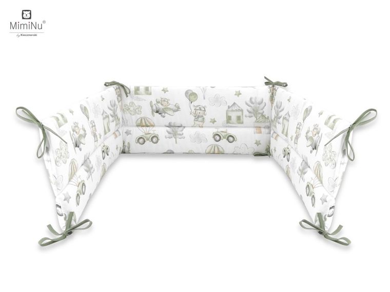 MimiNu, Piloci, ochraniacz do łóżeczka mocowany na troczki, oliwka, 180 cm