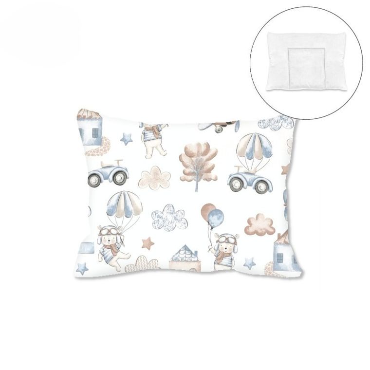 MimiNu, Piloci, poduszka z poszewką, błękit, 30-40 cm