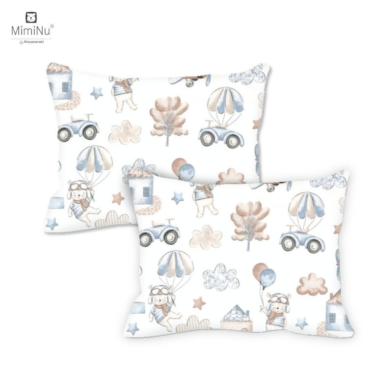MimiNu, Piloci, poszewka bawełniana, 30-40 cm, błękit, 2 szt.