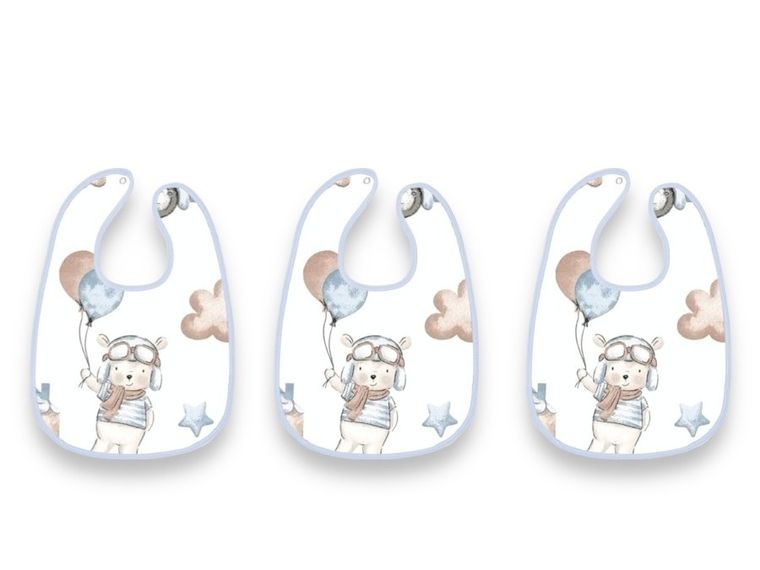 MimiNu, Piloci, śliniak na zapinkę, błękit, 3 szt.