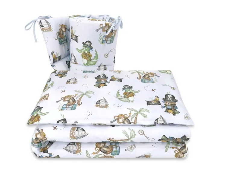 MimiNu, Piraci, 3-częściowy komplet pościeli, błękit, 100-135 cm