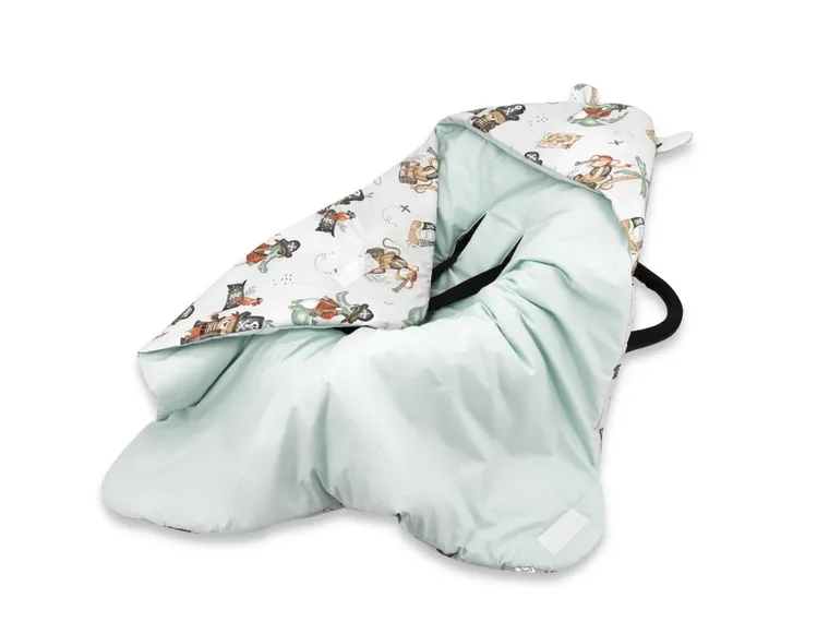 MimiNu, Piraci, otulak, śpiworek, ocieplany, zimna mięta, natural, TOG 2.5, 90-90 cm