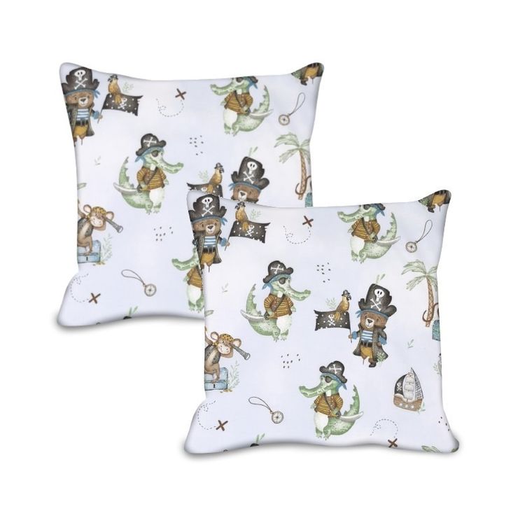 MimiNu, Piraci, poszewka na poduszkę, błękit, 40-40 cm, 2 szt.