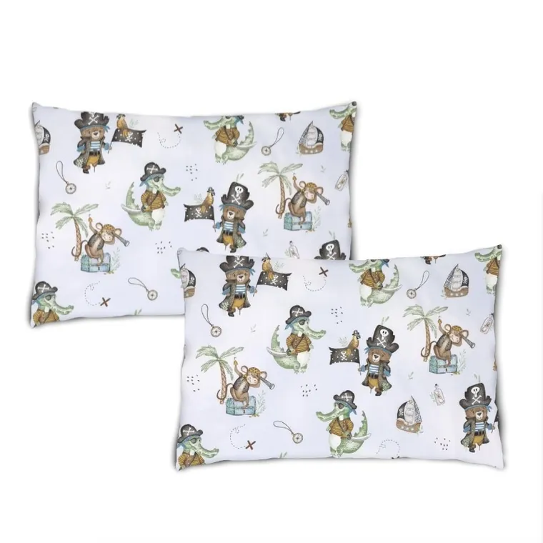 MimiNu, Piraci, poszewka na poduszkę, błękit, 40-60 cm, 2 szt.