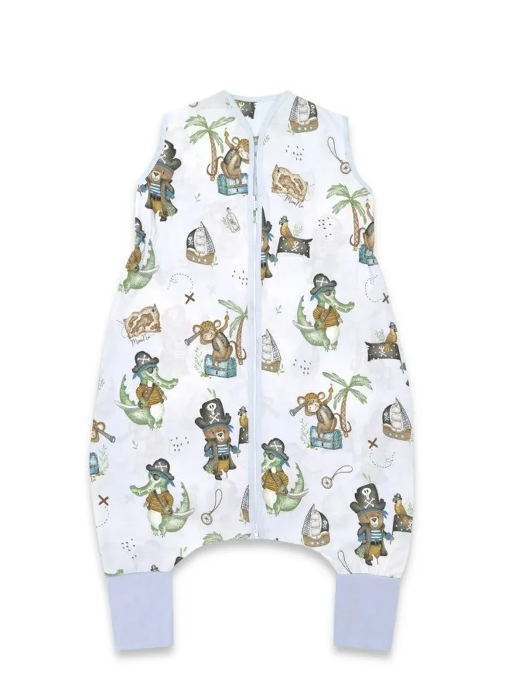 MimiNu, Piraci, śpiworek do spania z nogawkami, błękit, letni, TOG 0.5, rozmiar S, 1-2.5 l