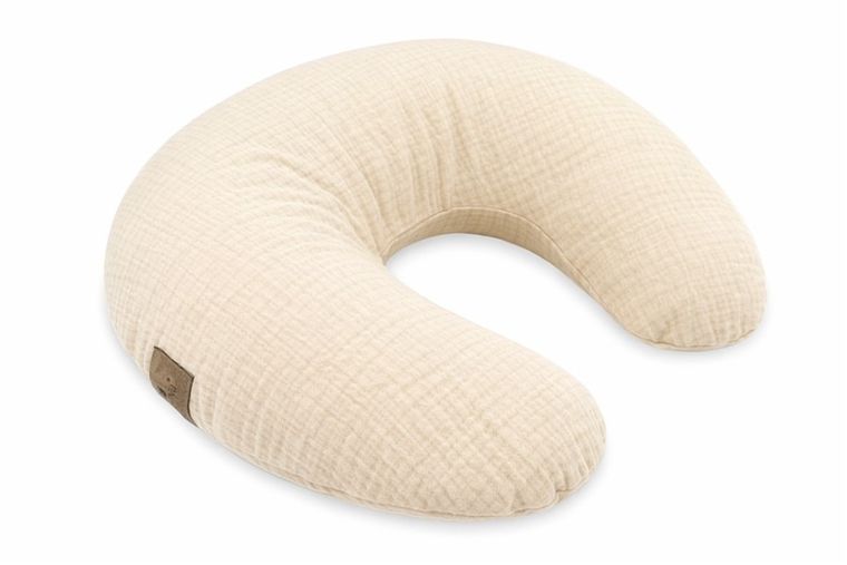 MimiNu, poduszka do karmienia na suwak, muślin, beż, 155 cm