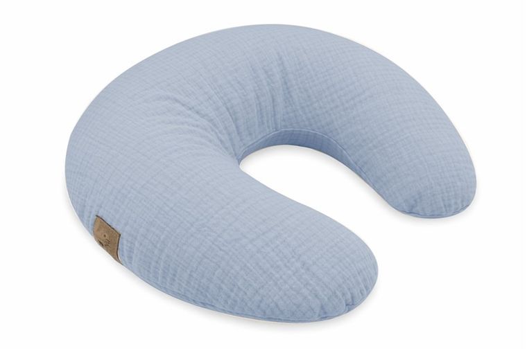 MimiNu, poduszka do karmienia na suwak, muślin, jeans, 155 cm