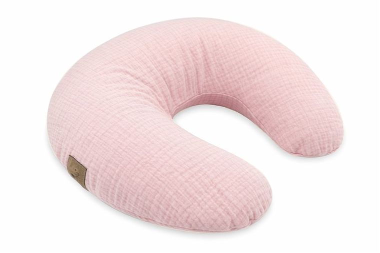 MimiNu, poduszka do karmienia na suwak, muślin, pudrowy róż, 155 cm