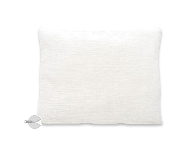 MimiNu, poduszka z poszewką na suwak, muślin, śmietanka, 40-30 cm
