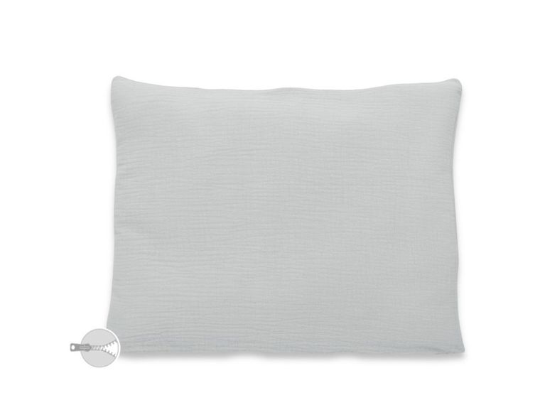 MimiNu, poduszka z poszewką na suwak, muślin, szary, 40-30 cm