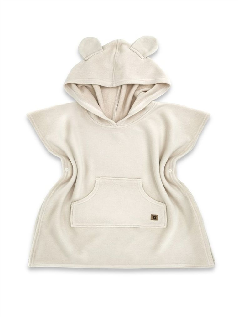 MimiNu, ponczo kąpielowe, bambus, beż, 4-7 lat, rozmiar M, 56-63 cm