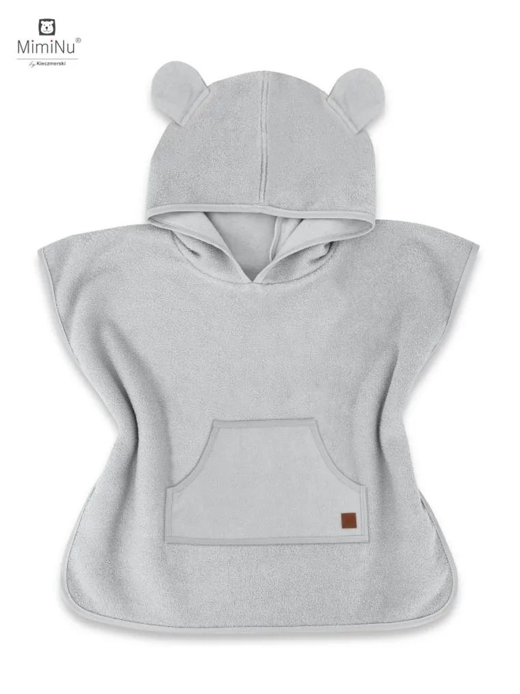 MimiNu, ponczo kąpielowe, szybkoschnące, termofrotte, szare, 1-4 lata