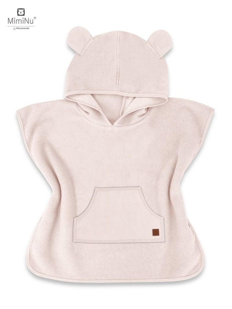 MimiNu, ponczo termofrotte z kieszonką, beż, róż, 4-7 l.