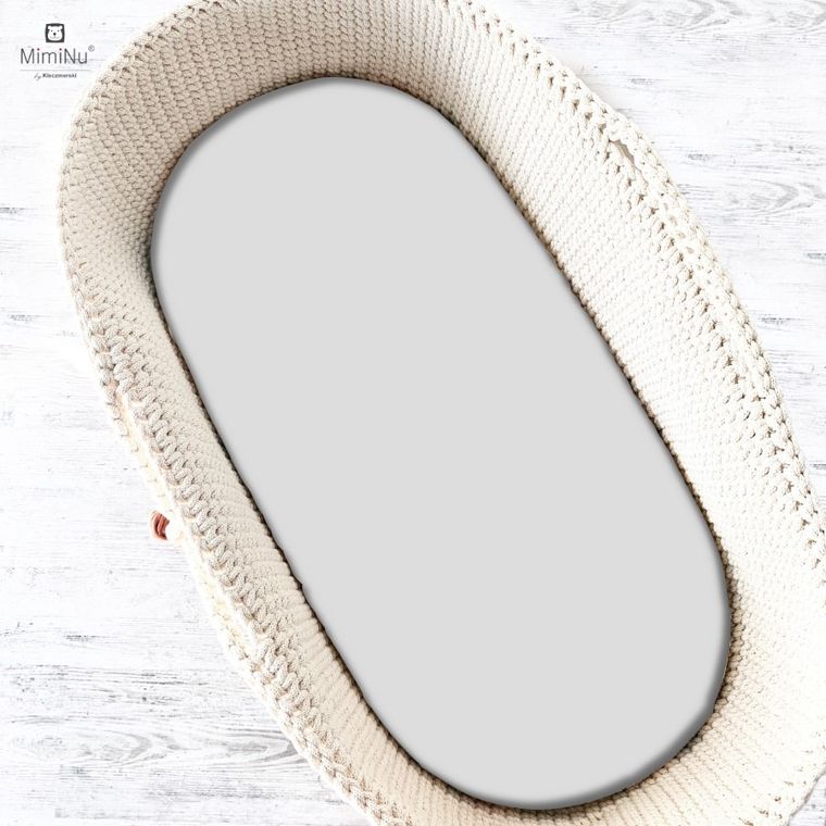 MimiNu, prześcieradło do gondoli, jersey, szare, 35-80 cm, 2 szt.