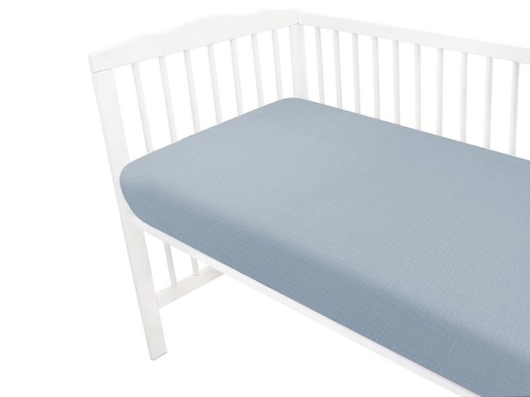 MimiNu, prześcieradło do łóżeczka, muślin, jeans, 140-70 cm