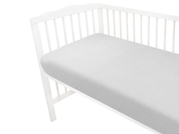 MimiNu, prześcieradło do łóżeczka, muślin, szary, 120-60 cm