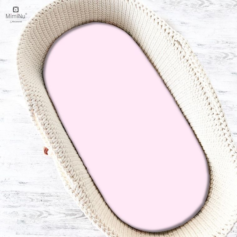 MimiNu, prześcieradło do wózka, kosza Mojżesza, jersey, jasnoróżowe, 35-80 cm