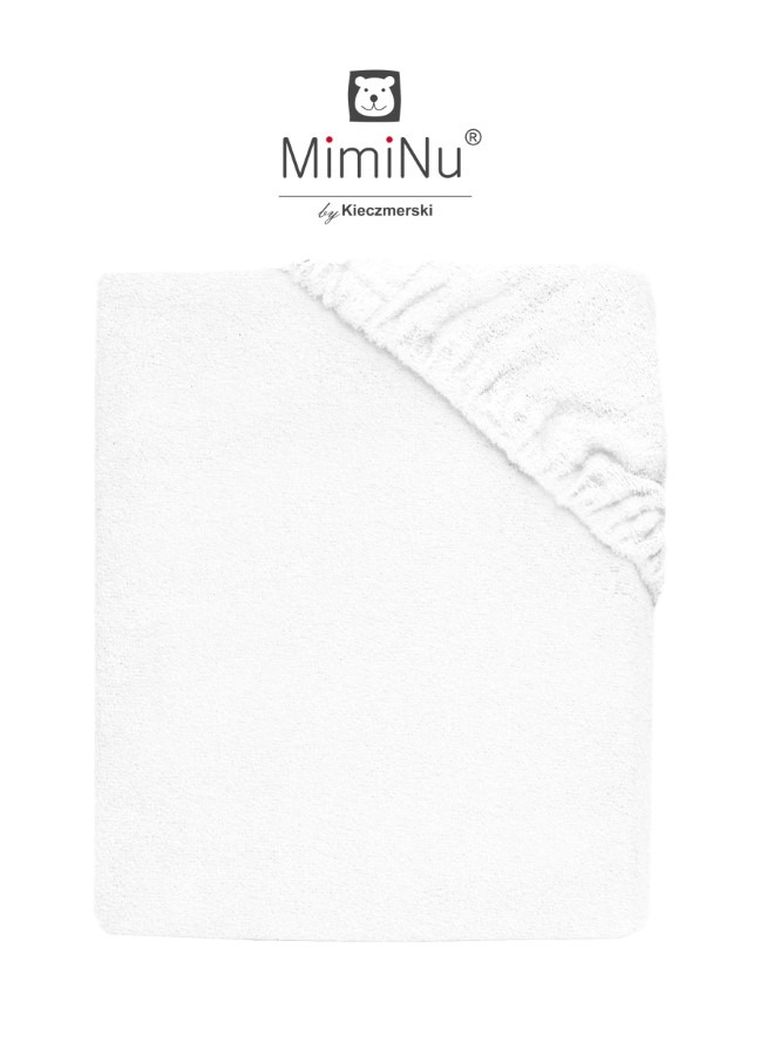 MimiNu, prześcieradło frotte z gumką do kołyski, 40-90 cm, białe