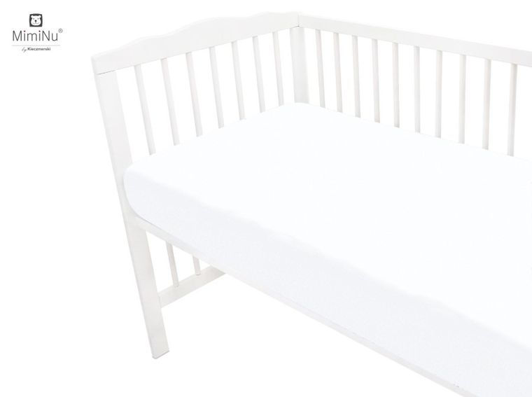 MimiNu, prześcieradło jersey z gumką, białe, 70-140 cm