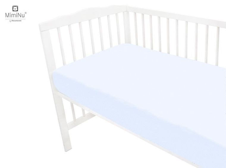 MimiNu, prześcieradło z gumką, jersey, błękitne, 60-120 cm