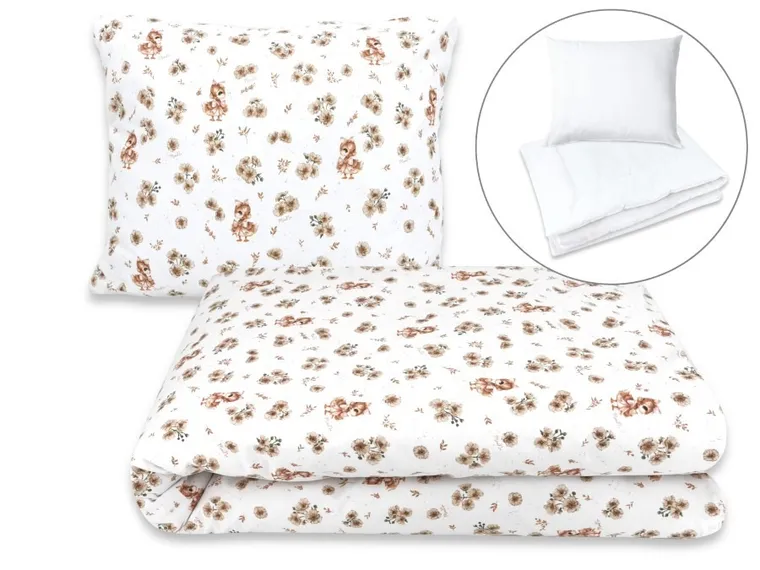 MimiNu, Quattro, Kaczuszki, 2-częściowy komplet pościeli z wypełnieniem, beż, 100-160 cm