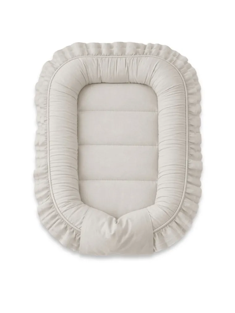 MimiNu, Royal, gniazdo niemowlęce bawełniane, kokon, z falbanką, beż, 55-75 cm